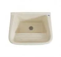 PILETA LAVADERO SIMPLE P/AMURAR 50x40x28 BLANCO C/FREG.