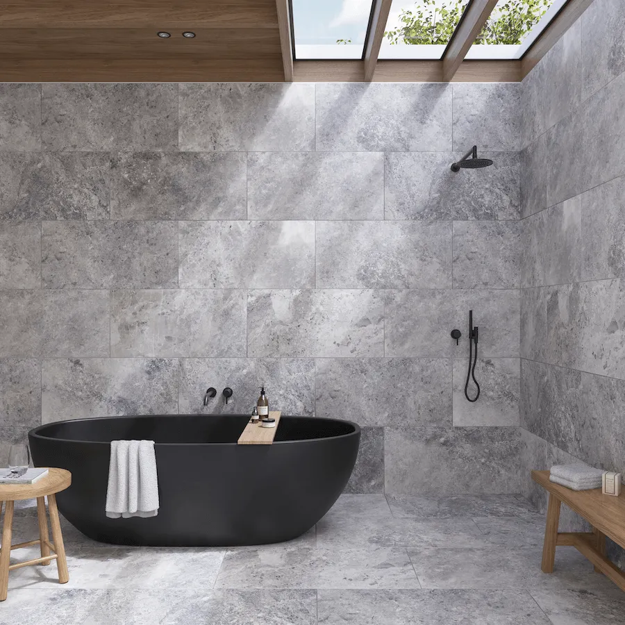 Porcelanato Ilva Mármol Tundra Grey 45x90cm | Símil Mármol Mate - Caja 1.22m