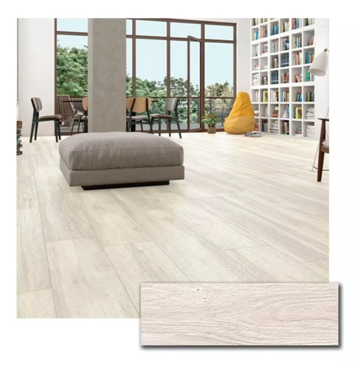 Porcelatano Alberdi Arce Blanco 20x60cm - Caja 1.93m