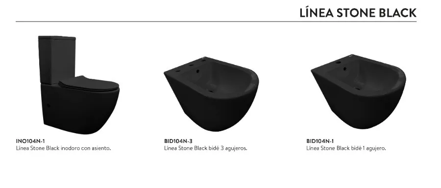 Bidet Peirano Stone Black Negro 3 Agujeros de Alta Gama