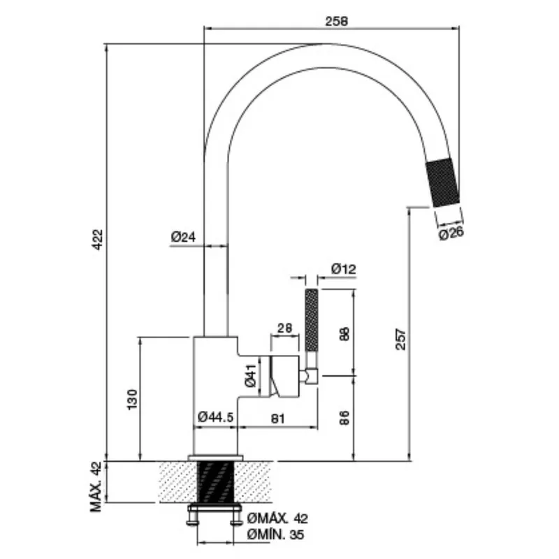 Grifería Peirano Fabric Gold Cocina Monocomando Dorado