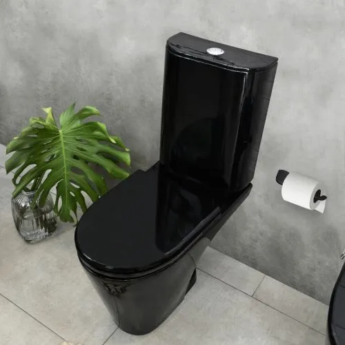 Tapa para Inodoro Negro Ferrum Marina Cierre Suave MDF herraje metal