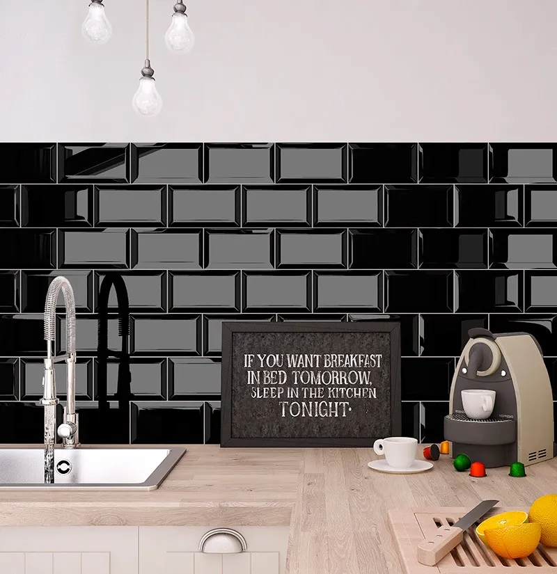 ACUARELA- BRICK NEW YORK NEGRO BRILLANTE BISELADO 7,7 X 15,4