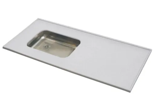 MESADA COCINA-C/BACHA ACERO 1.40MTS GRIS CL. S/ZOCALO D/I