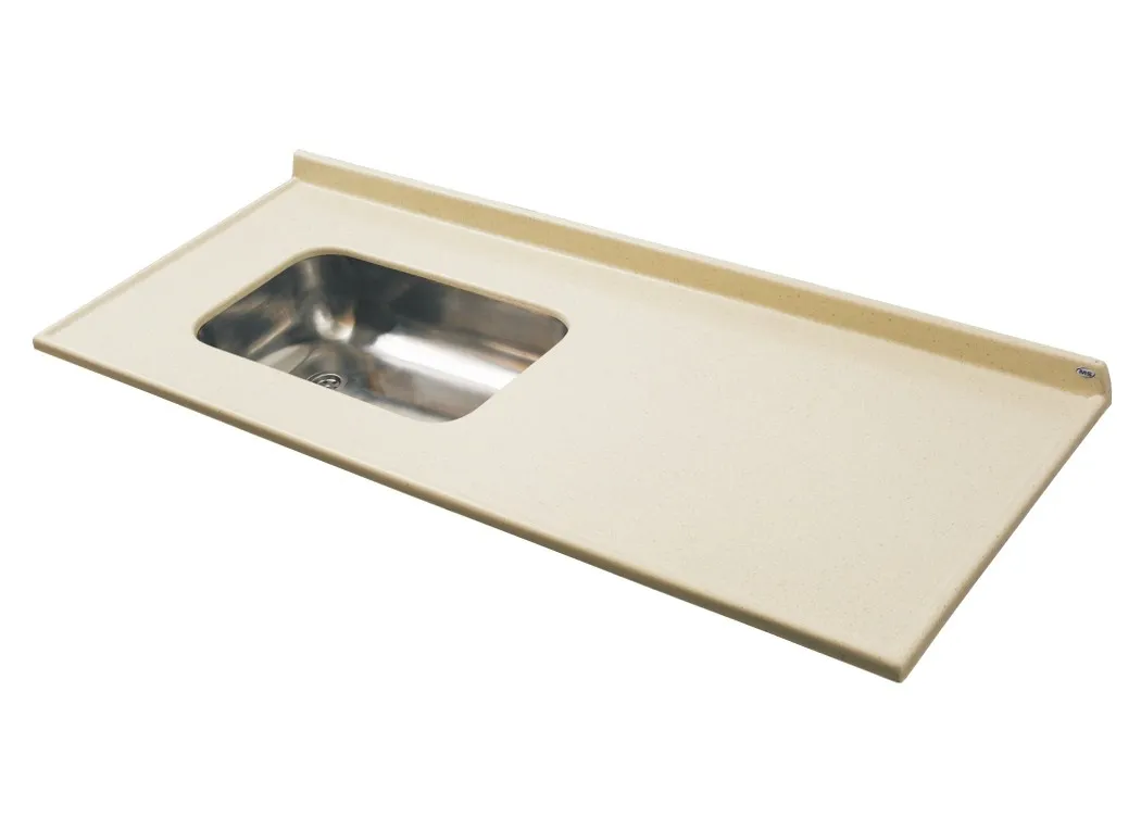MESADA COCINA-C/BACHA ACERO 1.60MTS BEIGE S/ZOCALO D/I