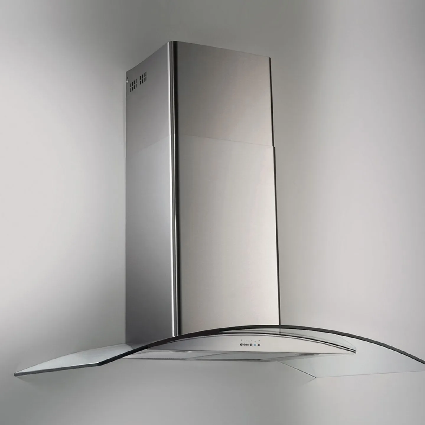 TST-CAMPANA CRISTAL CURVO PARED 75CM AC.INOX.LACAR C/ MOTOR