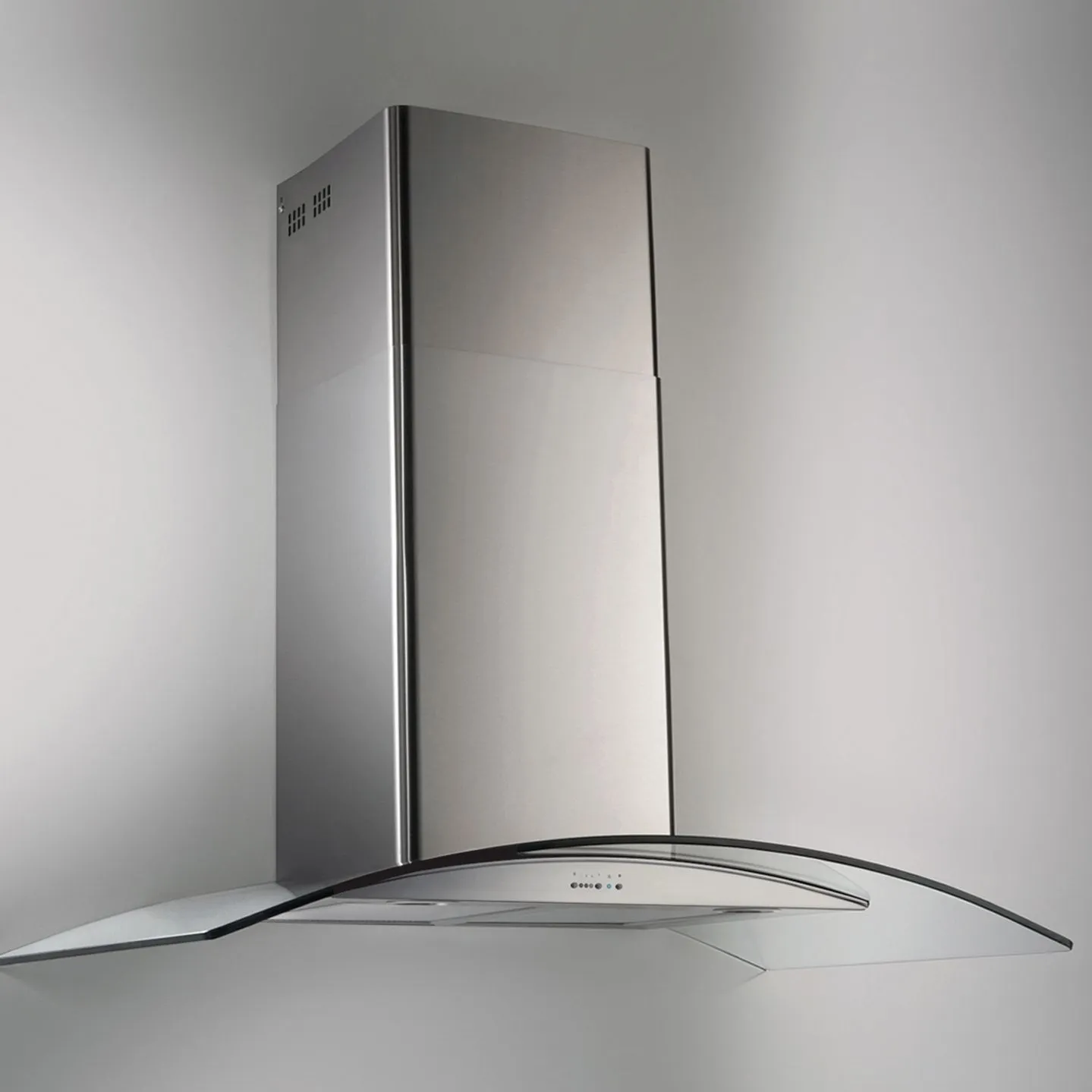 TST-CAMPANA CRISTAL CURVO PARED 90CM AC.INOX.LACAR C/ MOTOR